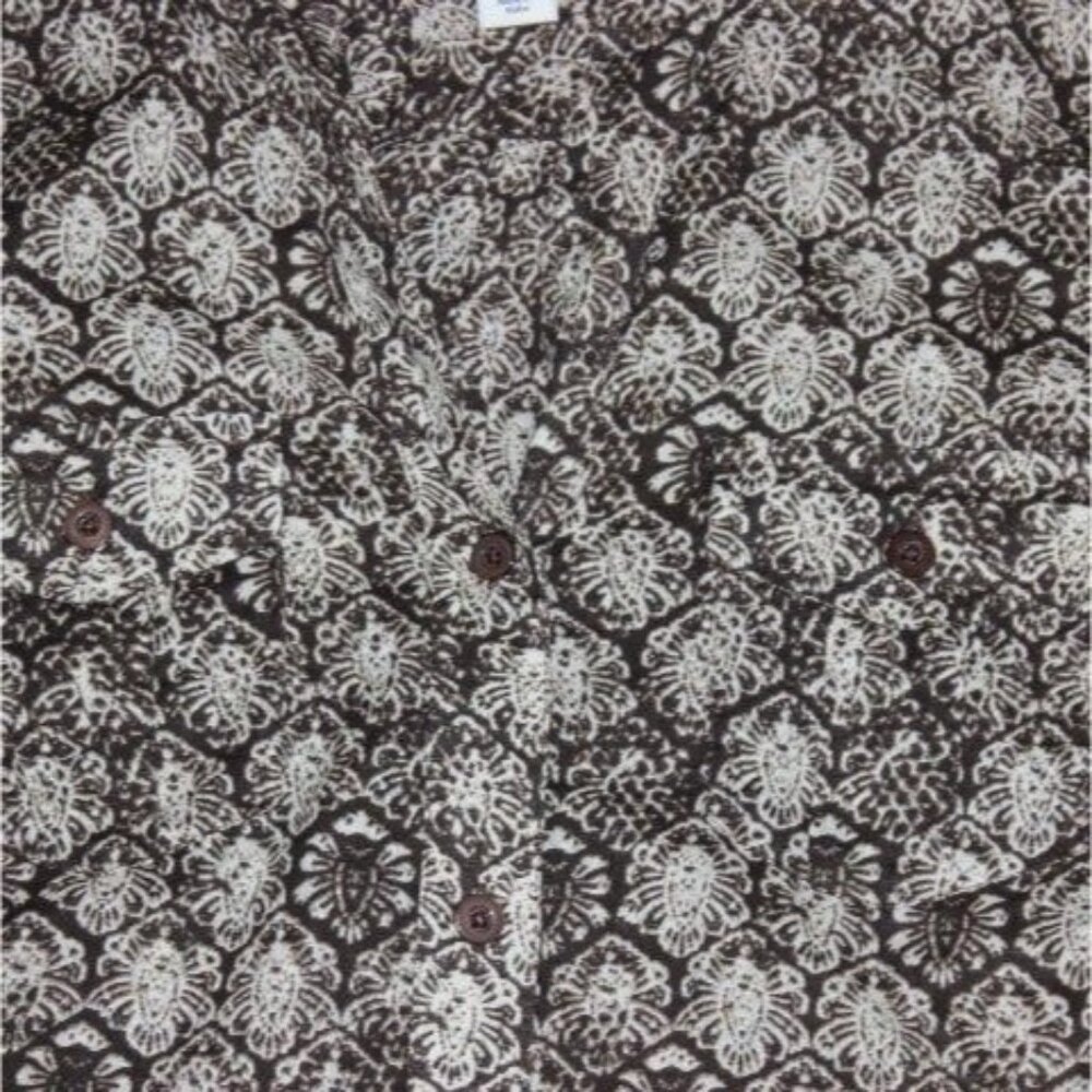 Dockers Womens Roll Tab Sleeve Button up Blouse-Brown/Cream-Size Medium-GUC - Picture 4 of 8